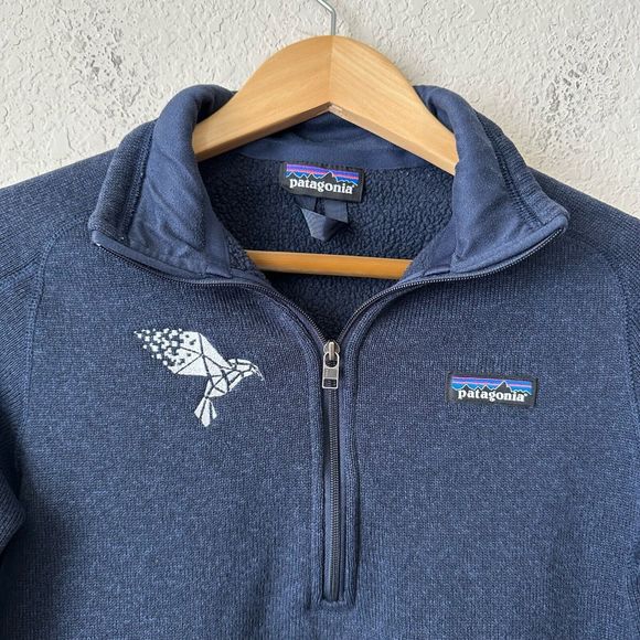 PATAGONIA Womens Better Sweater 1/4-Zip Pullover in Navy Company Logo - Picture 2 of 9